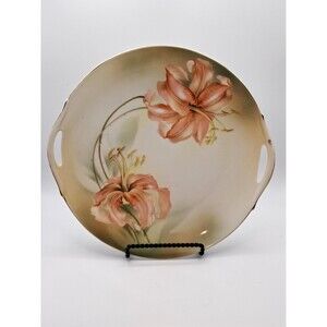 Vtg RS Germany Peach Lilly Floral Porcelain Plate Tray Gallery Wall Decor